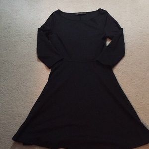 Black Fit and Flare knit easy dress